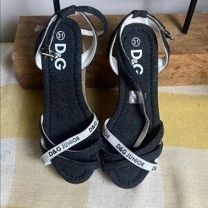 D&G Junior Navy and White Denim Sandals